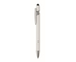 Stylo en aluminium recyclé avec finition caoutchoutée encre bleue couleur blanc cassé