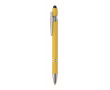 Stylo en aluminium recyclé avec finition caoutchoutée encre bleue couleur jaune pastel