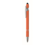 Stylo en aluminium recyclé avec finition caoutchoutée encre bleue couleur orange