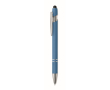 Stylo en aluminium recyclé avec finition caoutchoutée encre bleue couleur turquoise