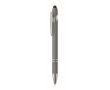 Stylo en aluminium recyclé avec finition caoutchoutée encre bleue couleur gris foncé