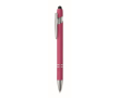 Stylo en aluminium recyclé avec finition caoutchoutée encre bleue couleur fuchsia