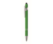 Stylo en aluminium recyclé avec finition caoutchoutée encre bleue couleur vert lime