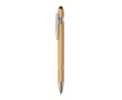 Stylo en aluminium recyclé avec finition caoutchoutée encre bleue couleur doré