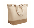 Sac de plage en coton avec jute et fermeture éclair 280 g/m² couleur beige