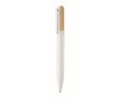 Stylo rotatif en aluminium recyclé et bambou, encre bleue couleur blanc