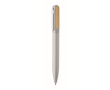 Stylo rotatif en aluminium recyclé et bambou, encre bleue couleur argenté