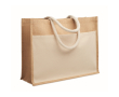Sac en jute avec poche frontale et anses en corde 280 g/m² couleur beige