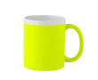 Tasse en céramique finition mate avec bord blanc 300 ml couleur jaune fluorescent