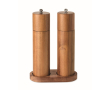 Set de moulins à sel et à poivre en bois d’acacia avec base couleur bois