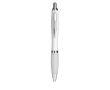 Stylo à bille en plastique ABS avec bouton-poussoir, encre bleue couleur blanc