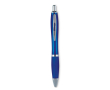Stylo à bille en plastique ABS avec bouton-poussoir, encre bleue couleur bleu transparent