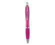 Stylo à bille en plastique ABS avec bouton-poussoir, encre bleue couleur fuchsia