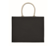 Sac caabas personnalisé ou de plage avec poignées courtes Jute Ibiza couleur noir