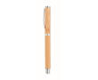 Stylo roller en bambou et acier inoxydable avec encre gel bleue couleur bois