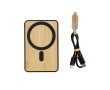 Powerbank magnétique en bambou avec charge sans fil 5 000 mAh couleur noir
