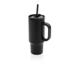 Gobelet isotherme en inox recyclé avec paille et anse 480 ml couleur noir