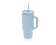Gobelet isotherme en inox recyclé avec paille et anse 480 ml couleur bleu