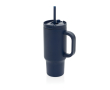 Gobelet isotherme en inox recyclé avec paille et anse 480 ml couleur bleu marine