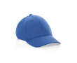 Casquette 6 panneaux en coton recyclé avec tissu chiné 200 g/m² couleur bleu