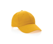 Casquette 6 panneaux en coton recyclé avec fermeture velcro 190 g/m² couleur jaune