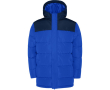 Veste unisexe bicolore style doudoune polyester et capuche Roly couleur bleu roi