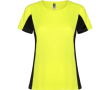 T-shirt de sport en polyester pour femme bicolore 140 g/m² Roly couleur jaune fluorescent