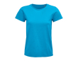 T-shirt publicitaire pour femmes en coton bio 175 g/m² SOL'S Pioneer couleur cyan