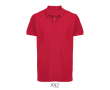 Polo coton peigné homme manches courtes 2 boutons couleur rouge