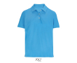 Polo coton peigné femme manches courtes 3 boutons couleur cyan