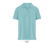 Polo coton peigné femme manches courtes 3 boutons couleur bleu ciel