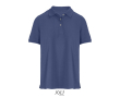 Polo coton peigné femme manches courtes 3 boutons couleur bleu jean