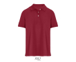 Polo coton peigné femme manches courtes 3 boutons couleur rouge foncé
