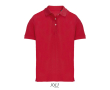 Polo coton peigné femme manches courtes 3 boutons couleur rouge