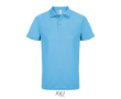 Polo sportif polyester recyclé manches courtes 3 boutons couleur cyan