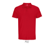 Polo sportif polyester recyclé manches courtes 3 boutons couleur rouge