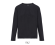 T-shirt coton semi-peigné manches longues col rond couleur noir