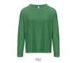 T-shirt coton semi-peigné manches longues col rond couleur vert
