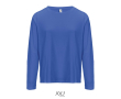 T-shirt coton semi-peigné manches longues col rond couleur bleu roi