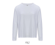 T-shirt coton semi-peigné manches longues col rond couleur blanc