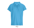 Polo femme 100% coton peigné col côtelé avec 3 boutons couleur cyan