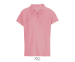 Polo femme 100% coton peigné col côtelé avec 3 boutons couleur rose clair 