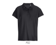 Polo femme 100% coton peigné col côtelé avec 3 boutons couleur noir
