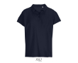 Polo femme 100% coton peigné col côtelé avec 3 boutons couleur bleu marine