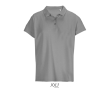 Polo femme 100% coton peigné col côtelé avec 3 boutons couleur gris clair