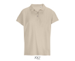 Polo femme 100% coton peigné col côtelé avec 3 boutons couleur nude