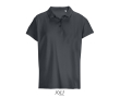 Polo femme 100% coton peigné col côtelé avec 3 boutons couleur gris foncé