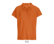 Polo femme 100% coton peigné col côtelé avec 3 boutons couleur orange