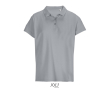 Polo femme 100% coton peigné col côtelé avec 3 boutons couleur gris