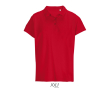 Polo femme 100% coton peigné col côtelé avec 3 boutons couleur rouge